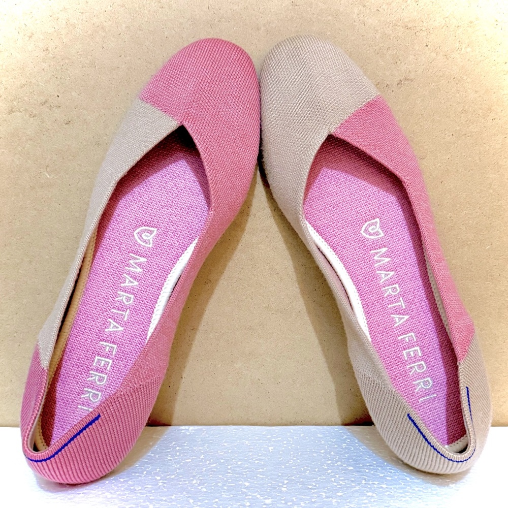 Rothy’s • Marta Ferri Capsule Collection • Pink & Sand • Square Toe • Size 9